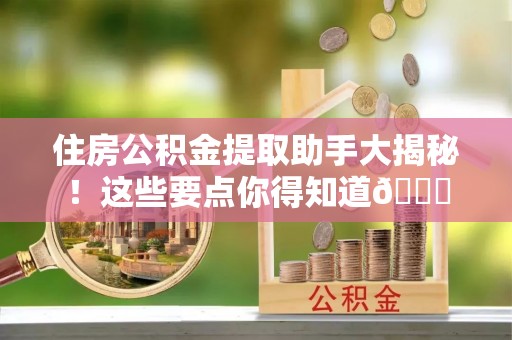 武陵源住房公积金提取助手大揭秘！这些要点你得知道😎